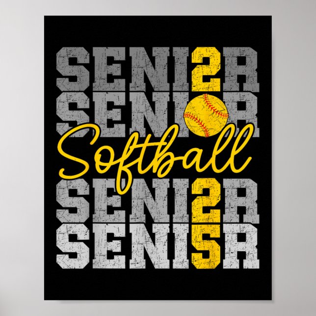 Affiche Cl De 2025 Senior Softball Retro Graduation 2025 M (Devant)