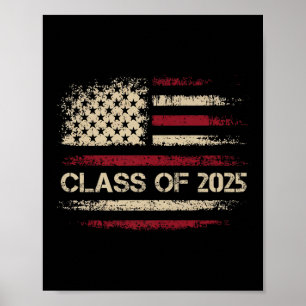 Affiche Cl Of 2025 American Flag Usa Graduation Boys Girls