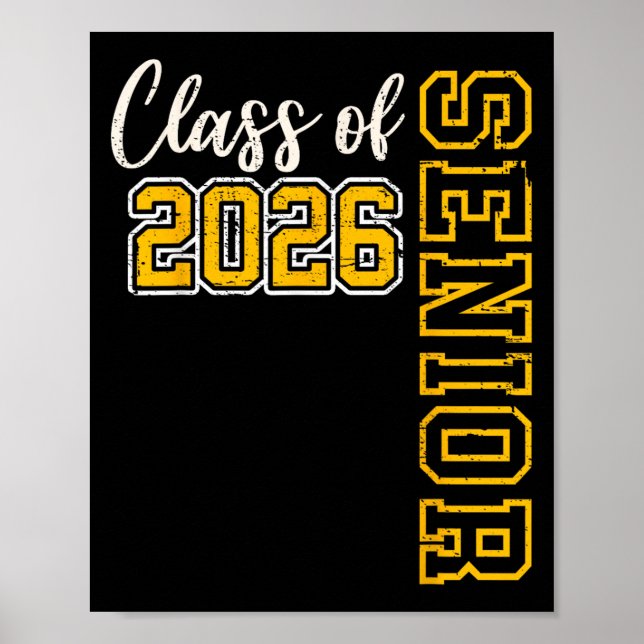 Affiche Cl Of 2026 Senior 26 Lycée Graduation Noir (Devant)