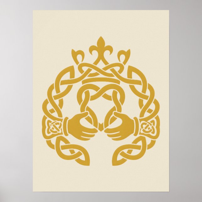 Affiche Claddagh à entrelacs doré (Devant)