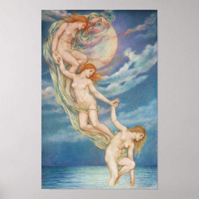 Affiche Clairs de lune plongeant dans la mer | Evelyn De M (Devant)
