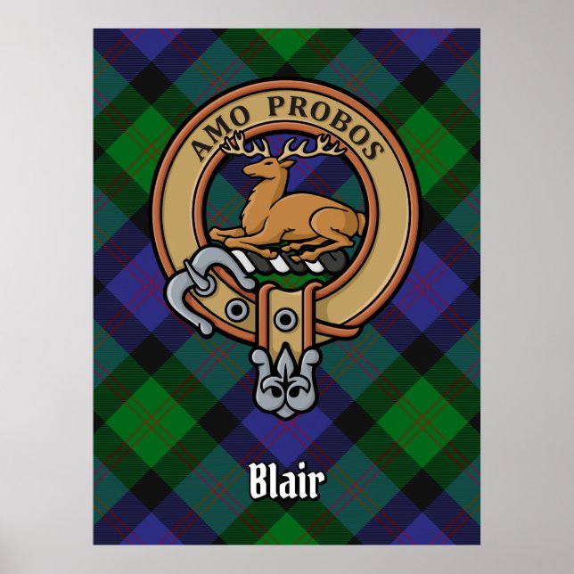 Affiche Clan Blair Crest sur Tartan (Devant)
