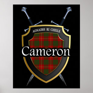 Affiche Clan Cameron Tartan Scottish Shield & Swords