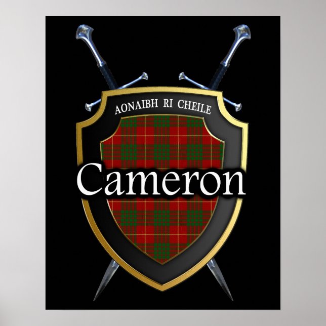 Affiche Clan Cameron Tartan Scottish Shield & Swords (Devant)