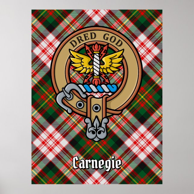 Affiche Clan Carnegie Crest sur la robe Tartan (Devant)