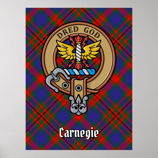 Affiche Clan Carnegie Crest sur Tartan (Devant)