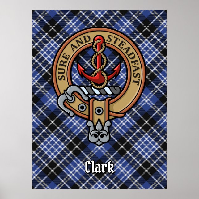 Affiche Clan Clark Crest sur Tartan (Devant)