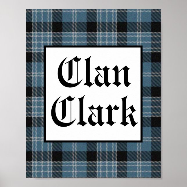 Affiche Clan Clark Tartan Carré (Devant)