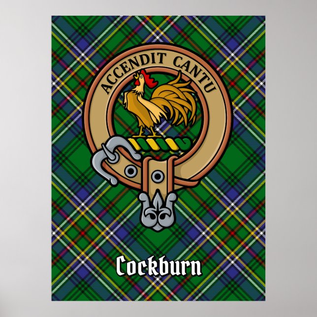 Affiche Clan Cockburn Crest sur Tartan (Devant)