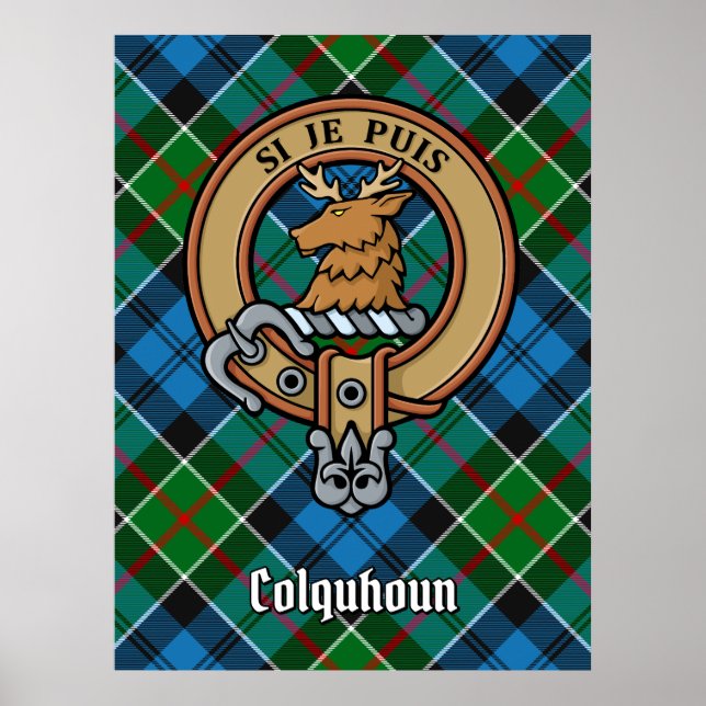 Affiche Clan Colquhoun Crest sur Tartan (Devant)