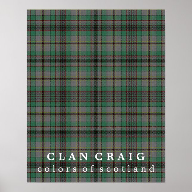 Affiche Clan Craig couleurs écossais Tartan (Devant)