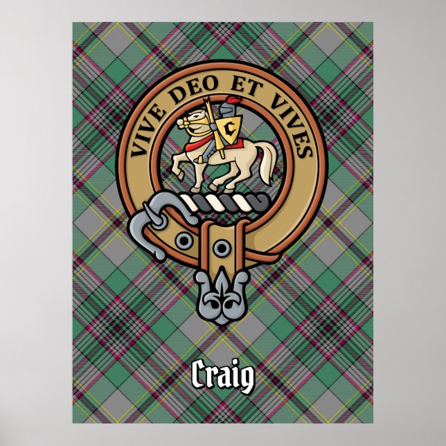 Affiche Clan Craig Crest sur Tartan (Devant)