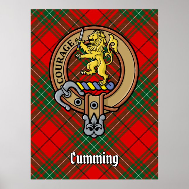 Affiche Clan Cumming Crest sur Tartan (Devant)