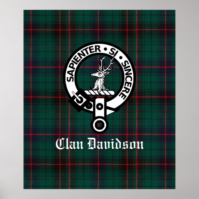 Affiche Clan Davidson Crest Badge et Tartan (Devant)