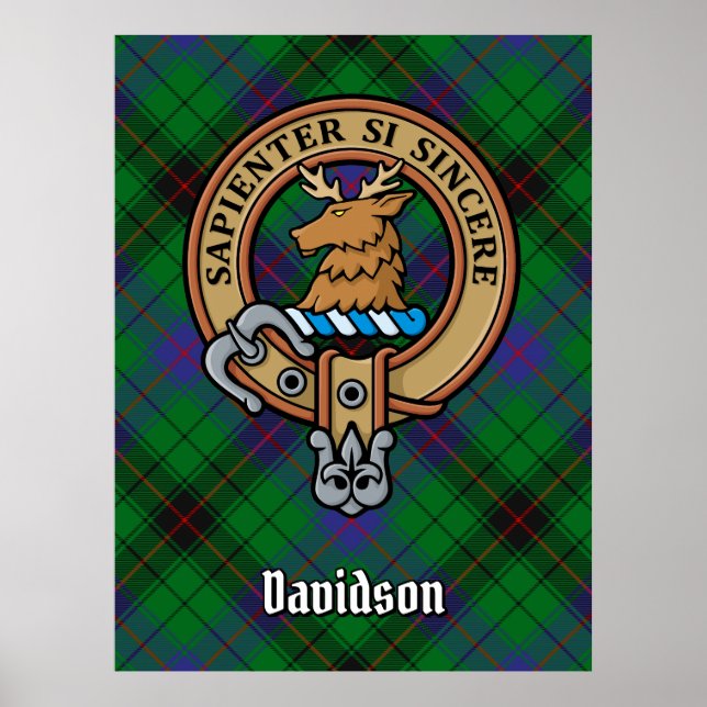 Affiche Clan Davidson Crest sur Tartan (Devant)