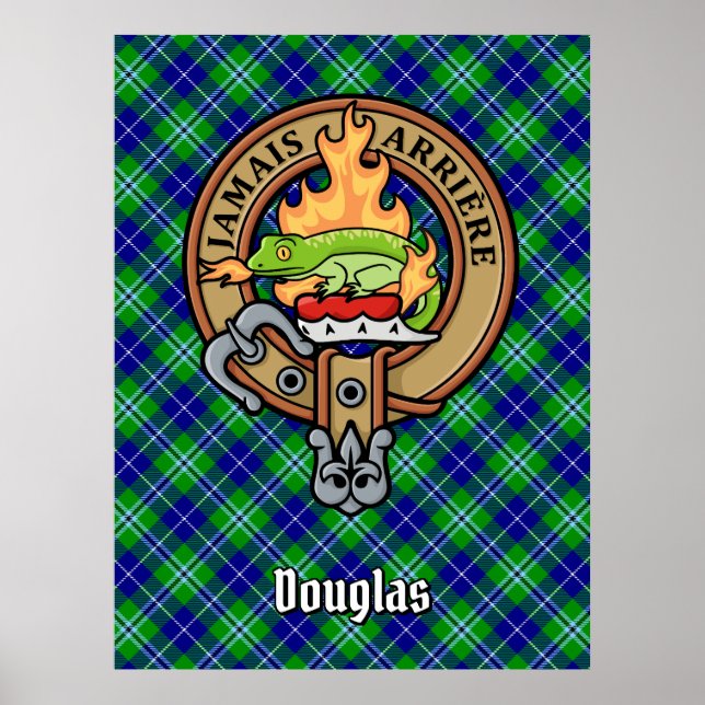Affiche Clan Douglas Crest sur Tartan (Devant)