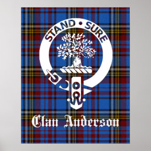 Affiche Clan écossais Anderson Crest & Tartan