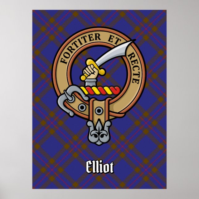 Affiche Clan Elliot Crest sur Tartan moderne (Devant)