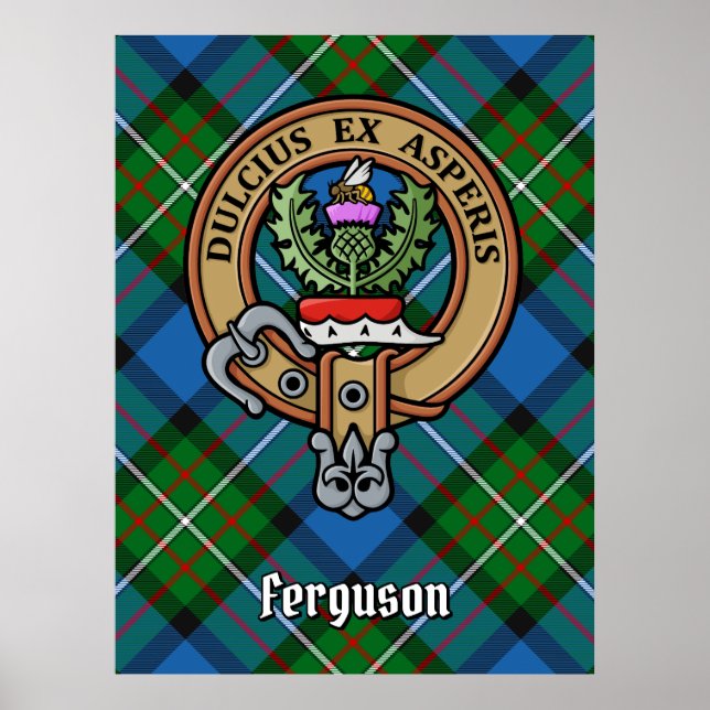 Affiche Clan Ferguson Crest sur Tartan (Devant)