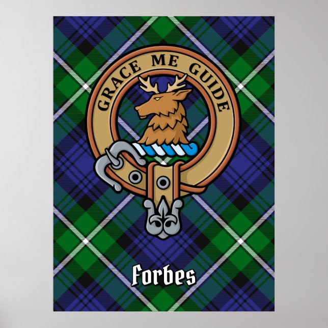 Affiche Clan Forbes Crest sur Tartan (Devant)