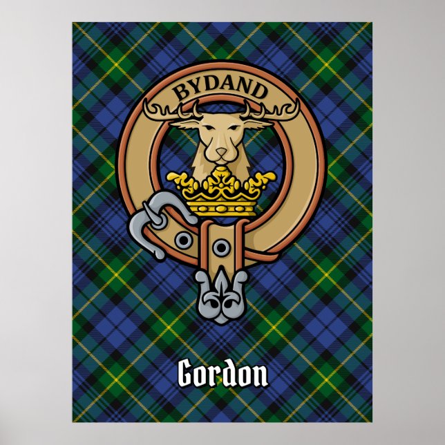 Affiche Clan Gordon Crest sur Tartan (Devant)