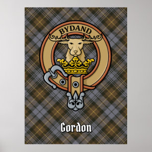Affiche Clan Gordon Crest sur Tartan Patiné