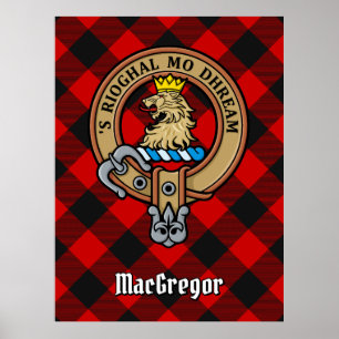Affiche Clan Gregor Crest sur Rob Roy Tartan