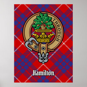 Affiche Clan Hamilton Crest sur Red Tartan
