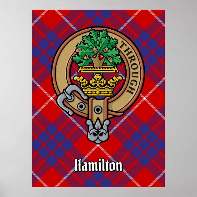 Affiche Clan Hamilton Crest sur Red Tartan (Devant)