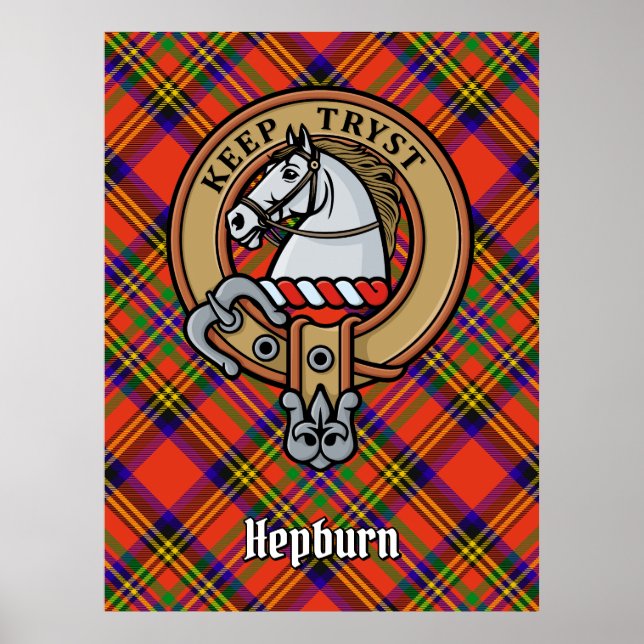 Affiche Clan Hepburn Crest sur Tartan (Devant)