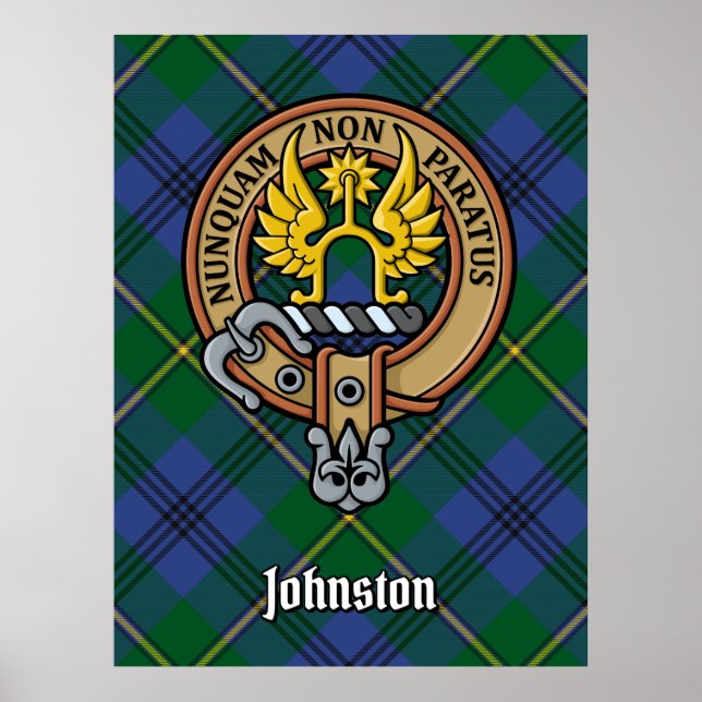 Affiche Clan Johnston Crest sur Tartan (Devant)