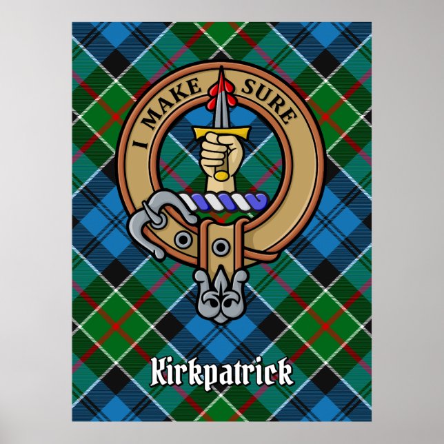 Affiche Clan Kirkpatrick Crest sur Tartan (Devant)