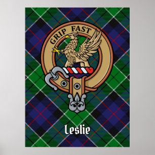 Affiche Clan Leslie Crest sur la chasse Tartan