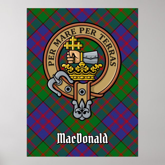Affiche Clan MacDonald Crest sur Tartan (Devant)