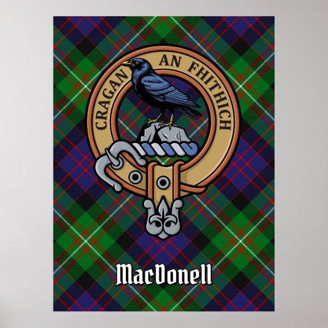 Affiche Clan MacDonell de Glengarry Crête sur Tartan (Devant)