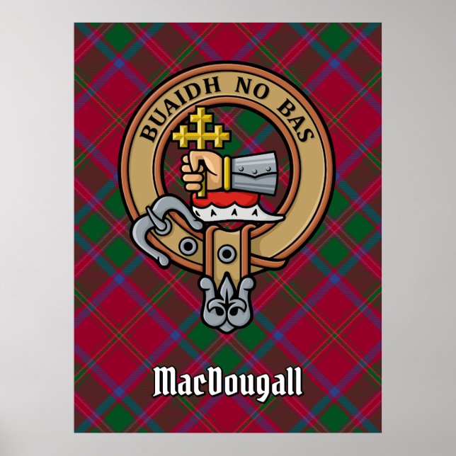 Affiche Clan MacDougall Crest sur Tartan (Devant)