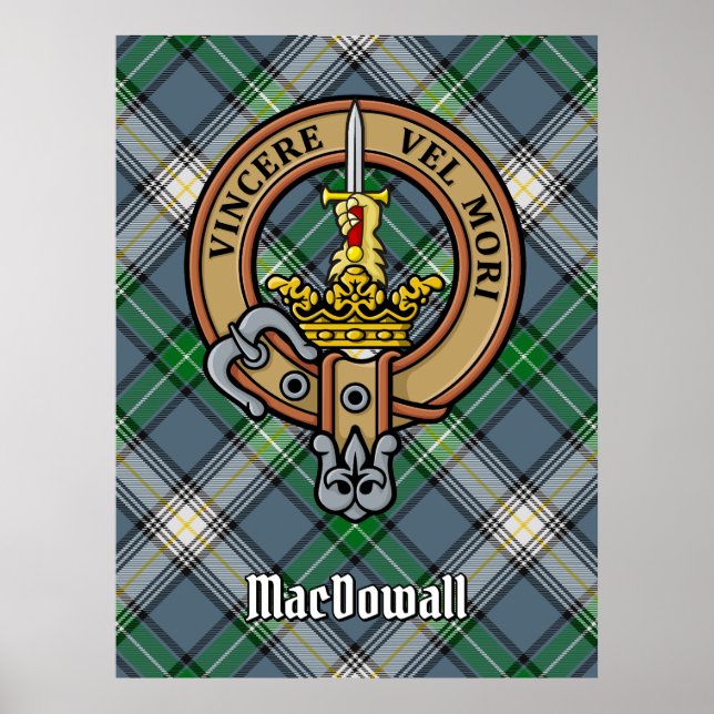 Affiche Clan MacDowall Crest sur Tartan (Devant)