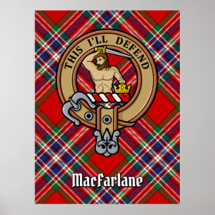 Affiche Clan MacFarlane Crest sur Red Tartan