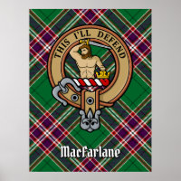 Clan MacFarlane Crest sur Tartan de chasse moderne