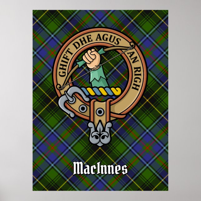 Affiche Clan MacInnes Crest sur Tartan (Devant)