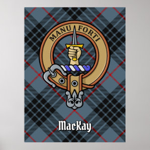 Affiche Clan MacKay Crest sur Blue Tartan