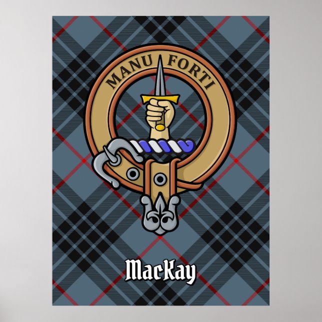 Affiche Clan MacKay Crest sur Blue Tartan (Devant)