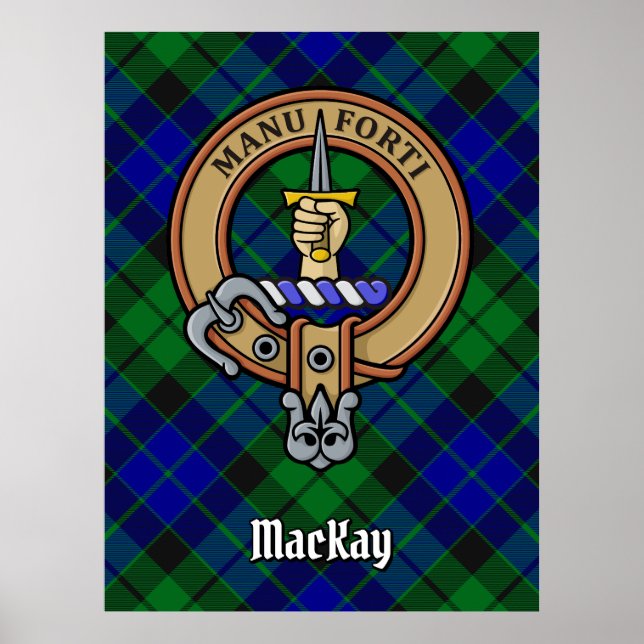 Affiche Clan MacKay Crest sur Tartan (Devant)