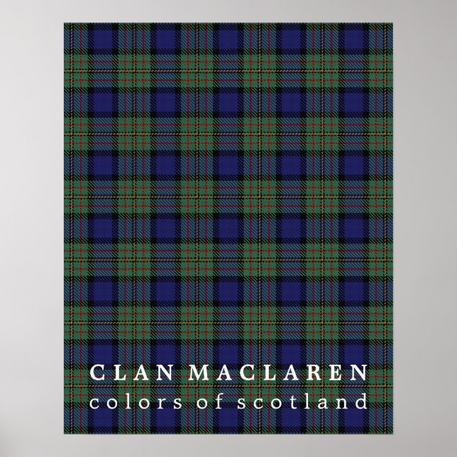 Affiche Clan MacLaren Couleurs de Tartan écossais (Devant)