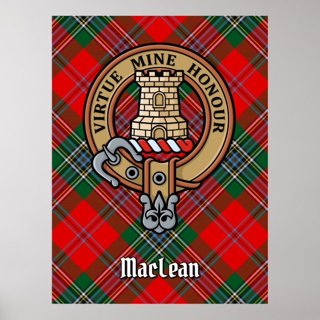 Affiche Clan MacLean Crest sur Tartan (Devant)