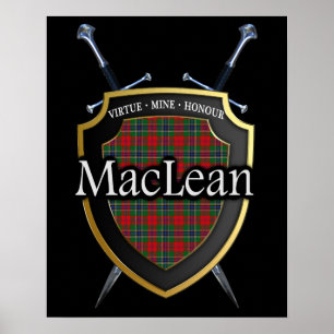 Affiche Clan MacLean Tartan Scottish Shield & Swords