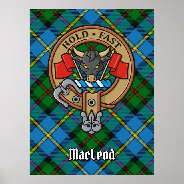 Affiche Clan MacLeod Crest sur Tartan (Devant)
