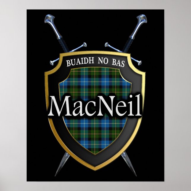Affiche Clan MacNeil Tartan Scottish Shield & Swords (Devant)