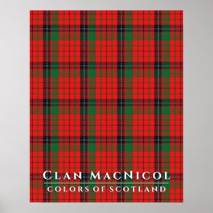 Affiche Clan MacNicol Colours of Scotland Red Tartan Poste