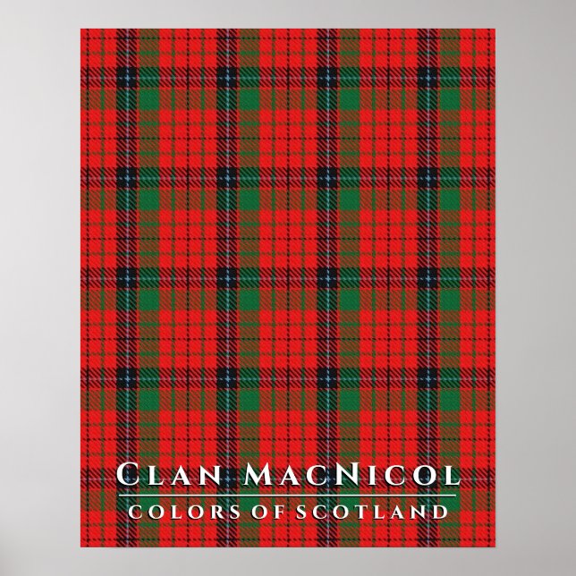 Affiche Clan MacNicol Colours of Scotland Red Tartan Poste (Devant)